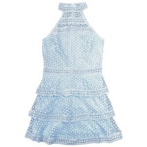knee length dresses for ladies Abby Rose 3405 Size 26 Blue Plus Size Sheer Lace Short Homecoming Dress Flared Formal Cocktail Gown